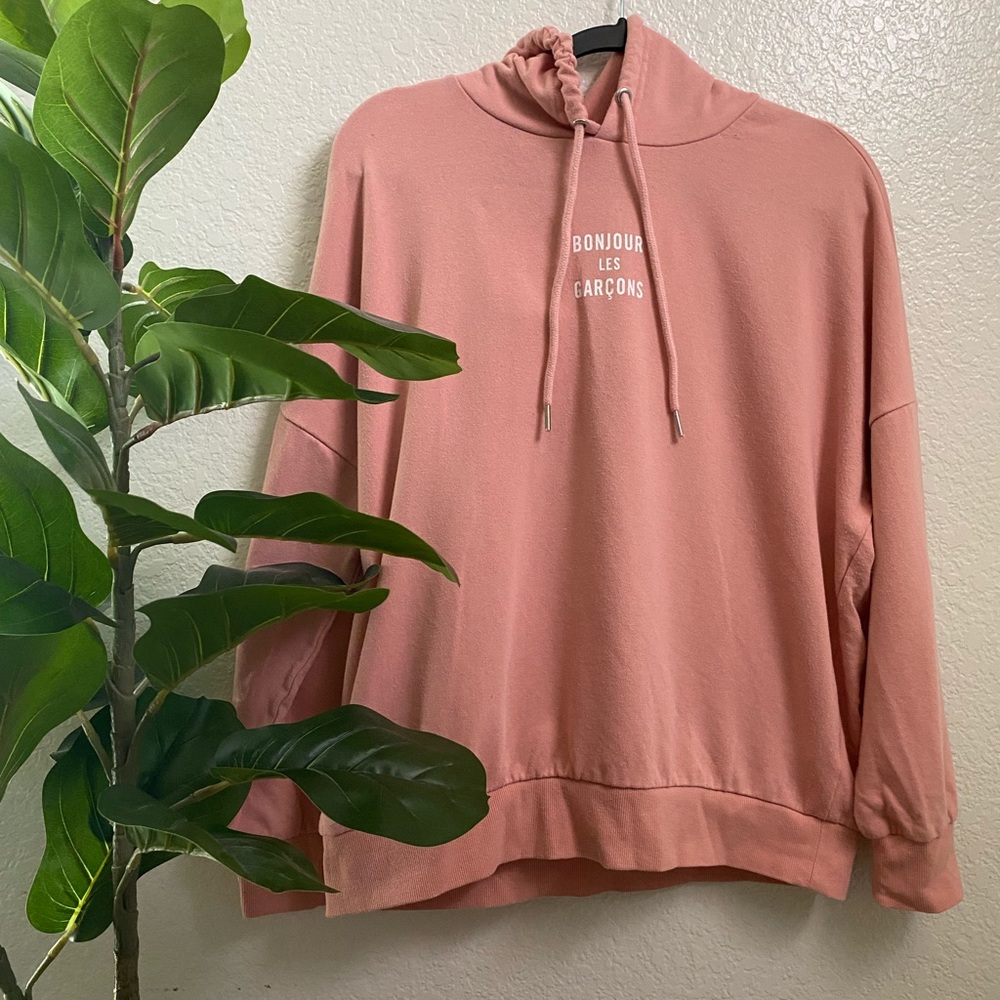 Forever 21 Baby Pink Hoodie with French Logos